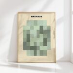 bauhaus print green tones geometric blocks 9