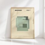 bauhaus print green tones geometric shapes
