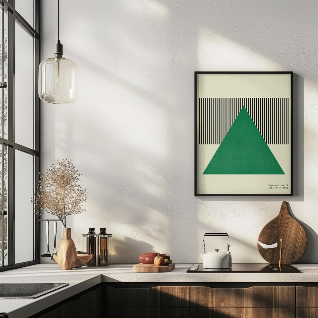 bauhaus print green triangle abstract lines 5