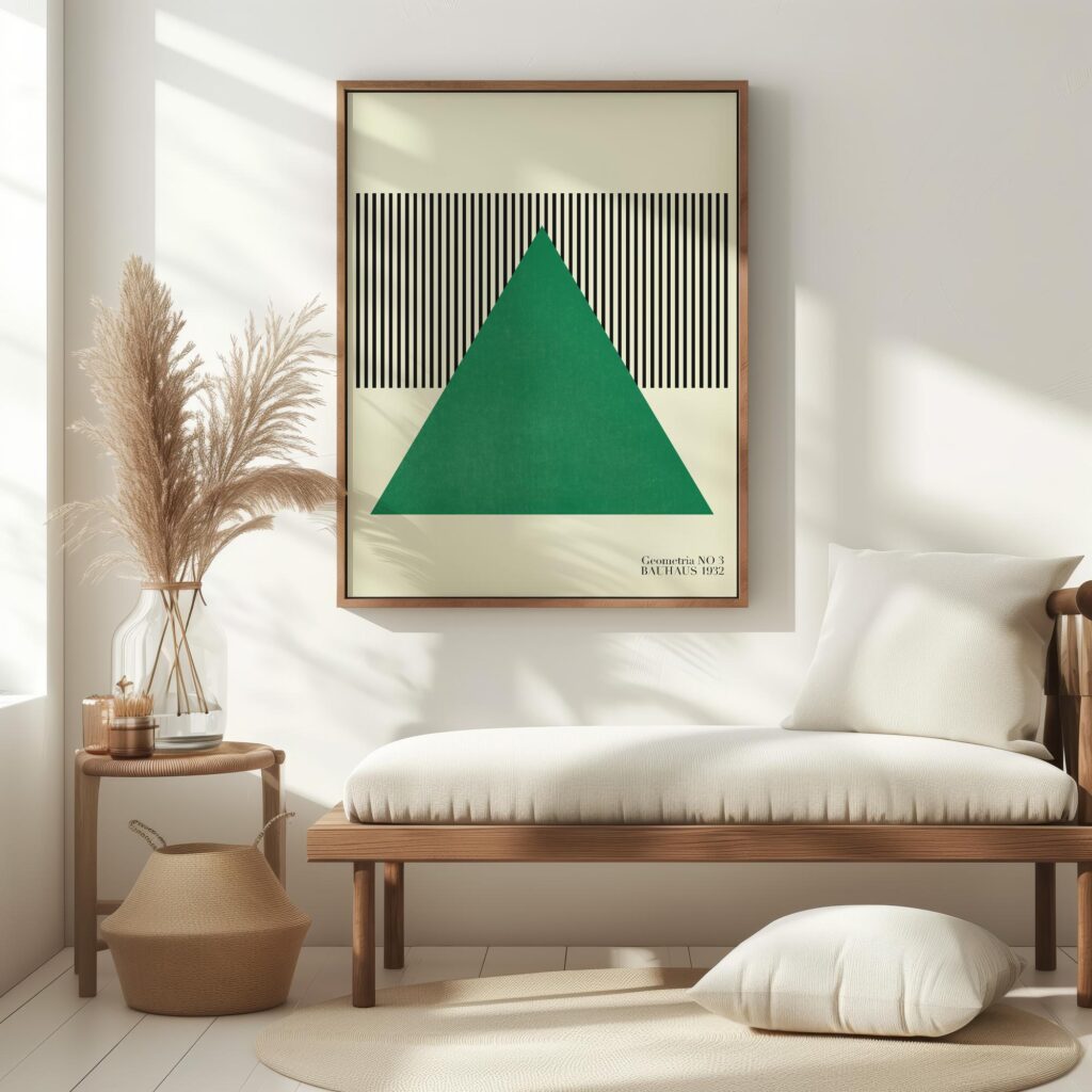 bauhaus print green triangle abstract lines 6