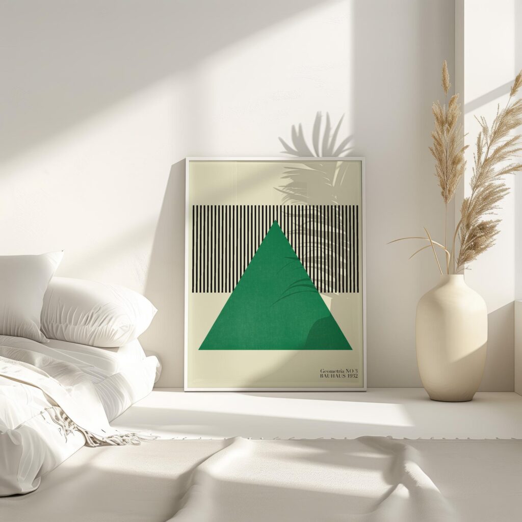 bauhaus print green triangle abstract lines 7