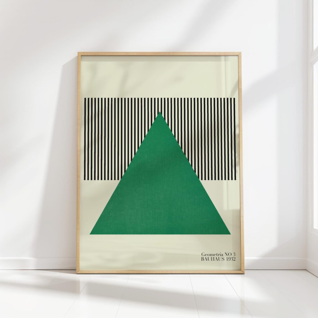 bauhaus print green triangle abstract lines 8