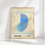 bauhaus print in blue shades geometric shapes