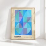 bauhaus print in blue tones geometric artwork
