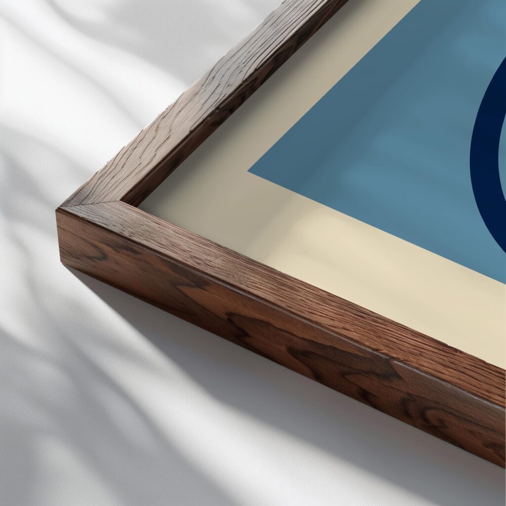bauhaus print in blue tones with geometric arches 3