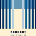 bauhaus print in blue tones with geometric arches 4