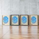 bauhaus print in blue tones with geometric design 2