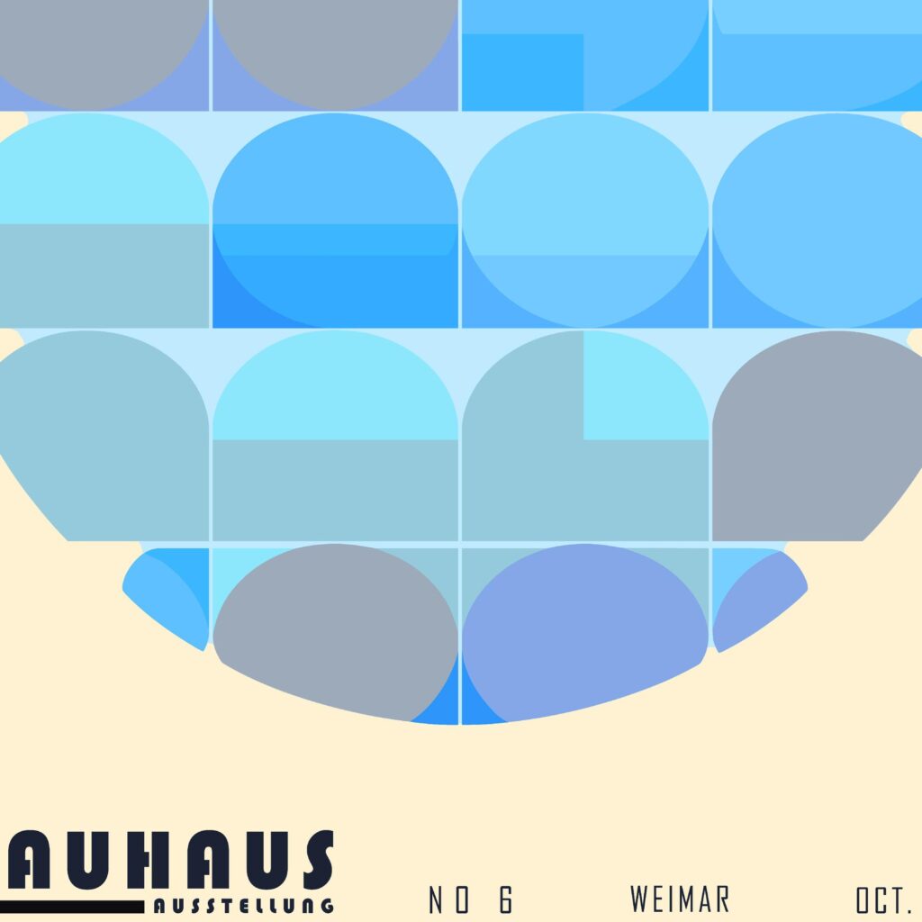 bauhaus print in blue tones with geometric design 4
