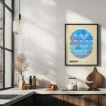bauhaus print in blue tones with geometric design 5