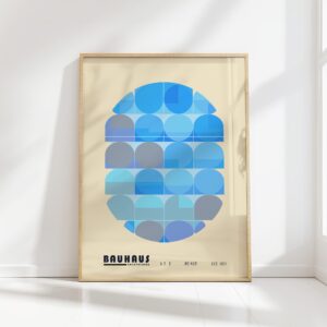 bauhaus print in blue tones with geometric design 8