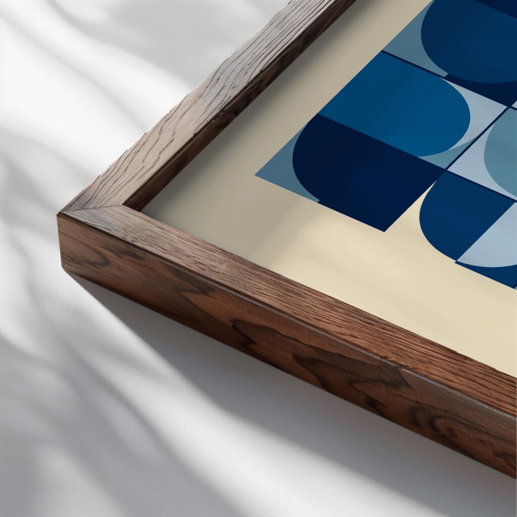 bauhaus print in blue tones with geometric pattern 3