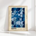 bauhaus print in blue tones with geometric pattern 8