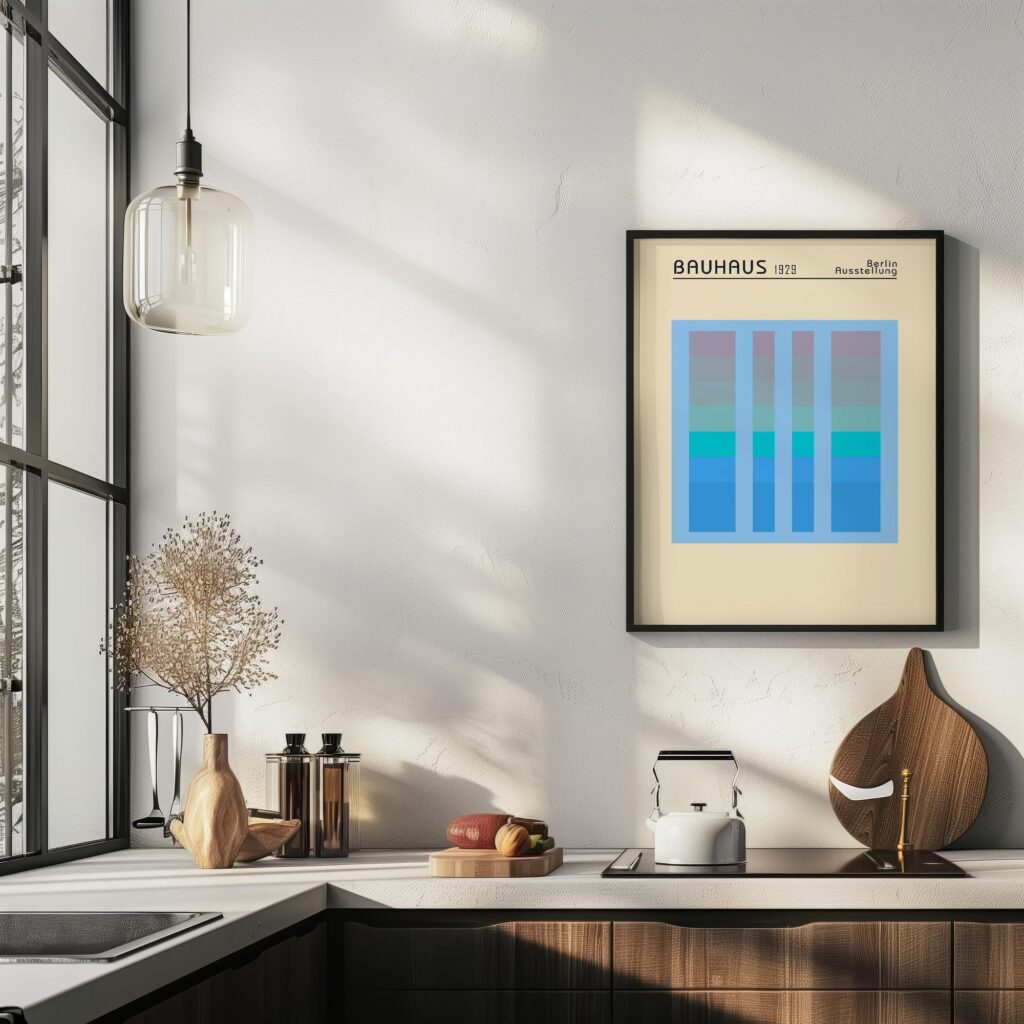 bauhaus print in blue with geometric stripes 5
