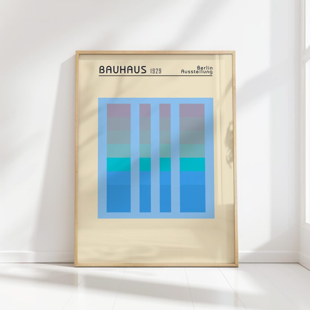 bauhaus print in blue with geometric stripes 8