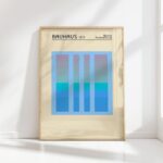 bauhaus print in blue with geometric stripes 8