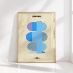 bauhaus print in cool blues geometric balance