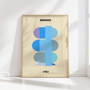 bauhaus print in cool blues geometric balance