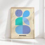 bauhaus print in cool blues geometric harmony