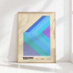 bauhaus print in cool tones geometric shapes