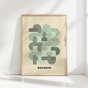 bauhaus print in cool tones interlocking blocks design