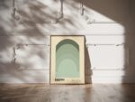 bauhaus print in cool tones with geometric arches