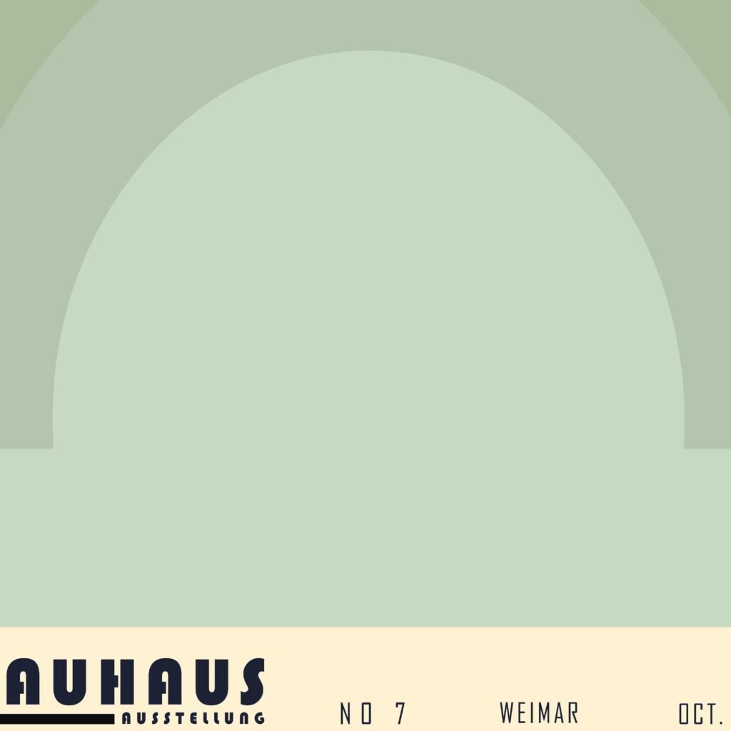 bauhaus print in cool tones with geometric arches 4