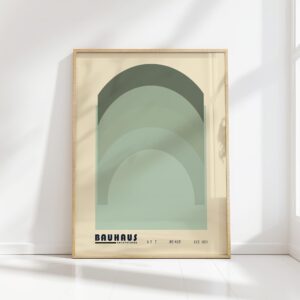 bauhaus print in cool tones with geometric arches 8