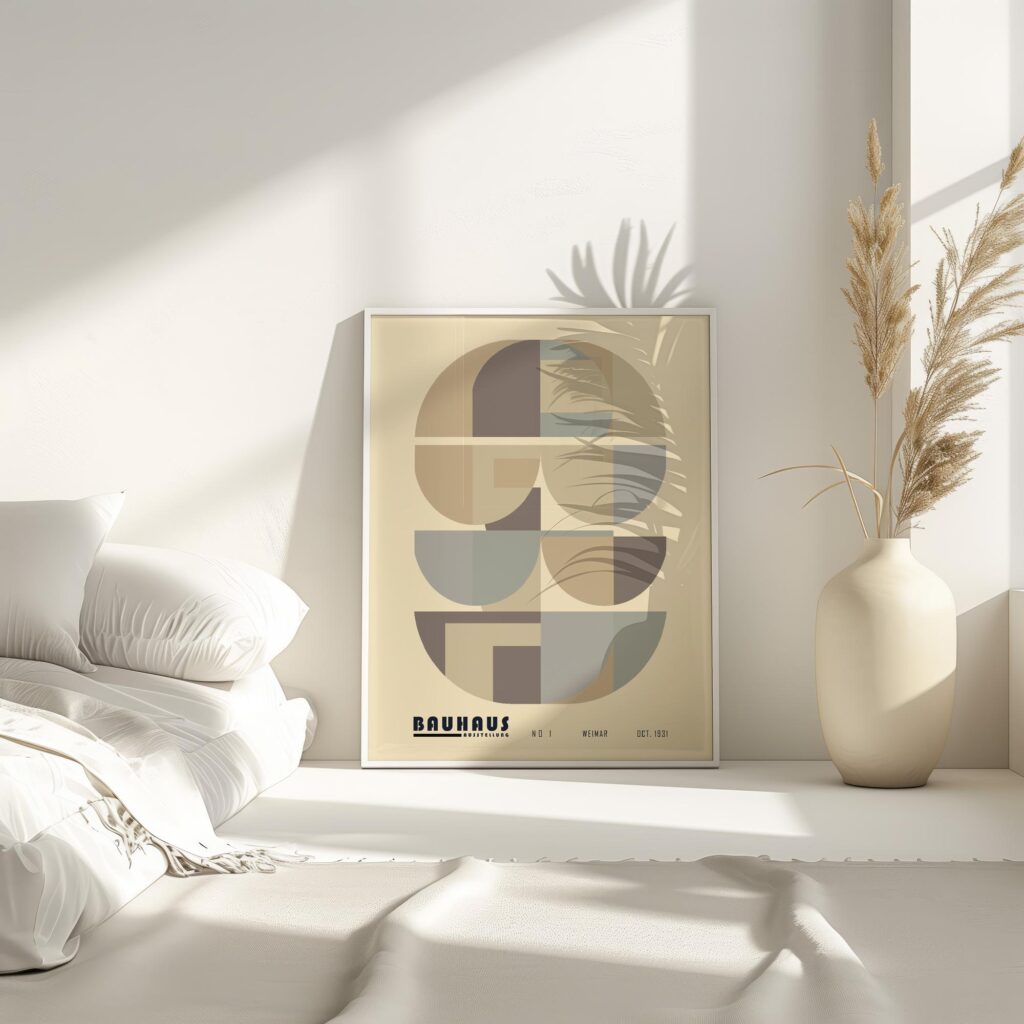 bauhaus print in cool tones with geometric shapes 7