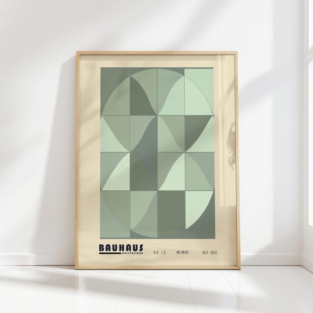 bauhaus print in earth tones geometric pattern