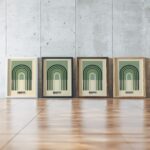 bauhaus print in earth tones with abstract arches 2