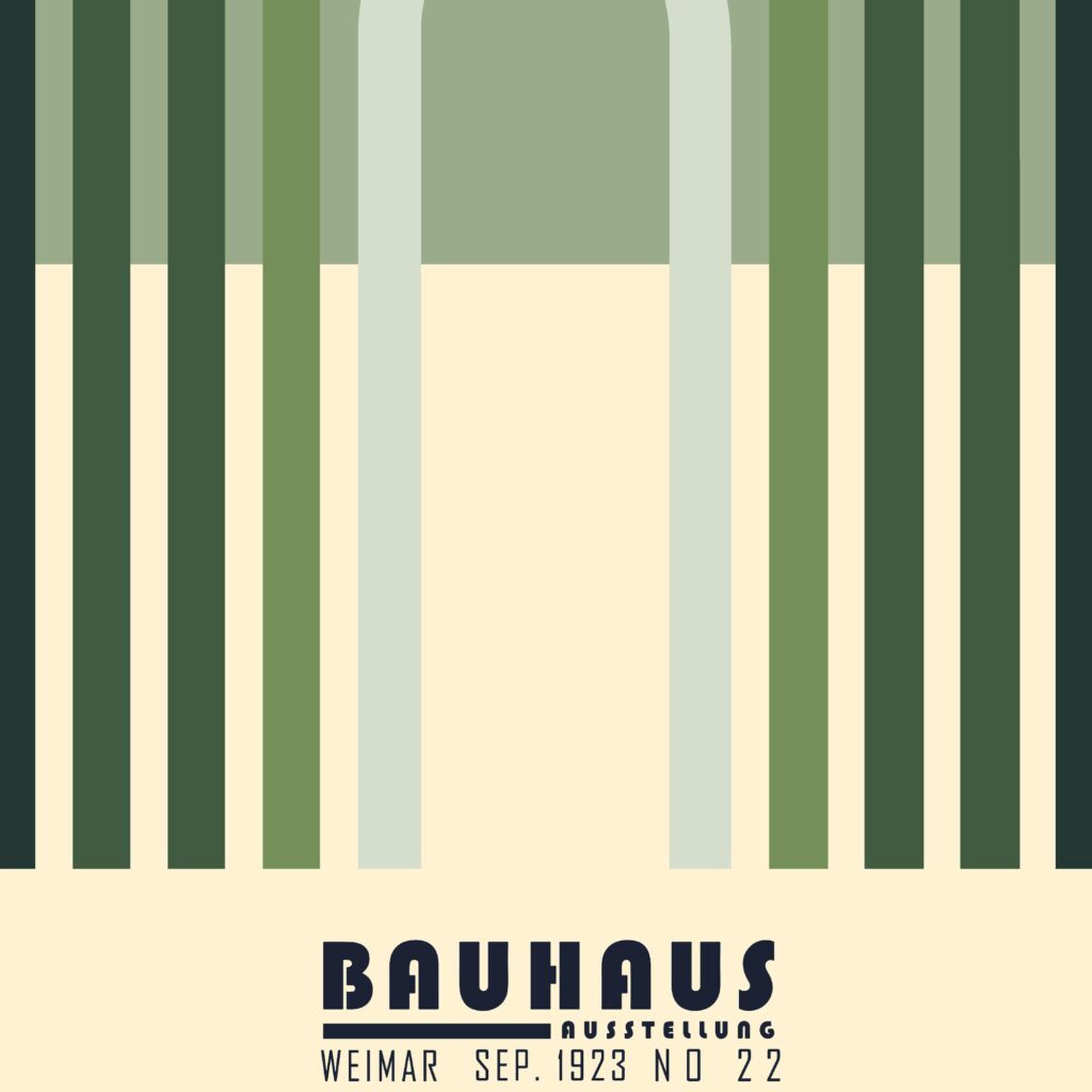 bauhaus print in earth tones with abstract arches 4