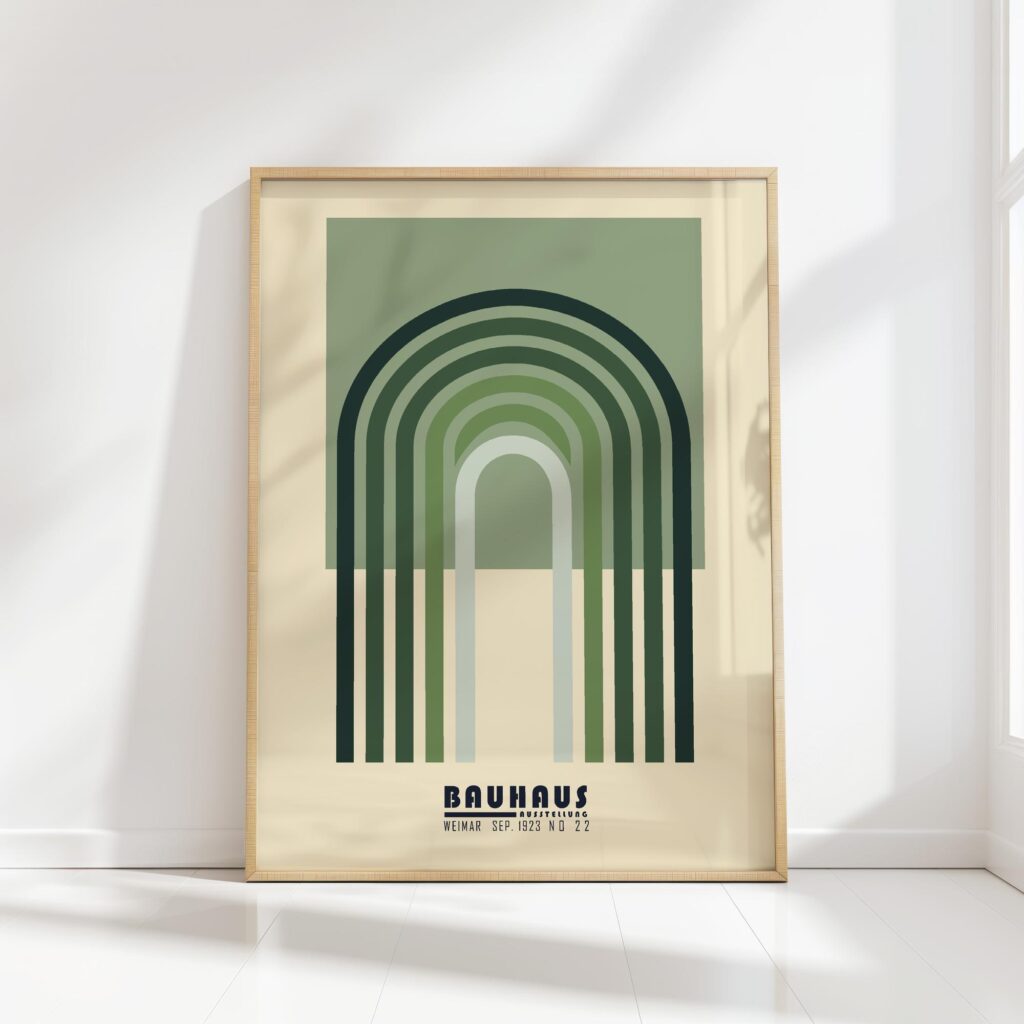 bauhaus print in earth tones with abstract arches 8
