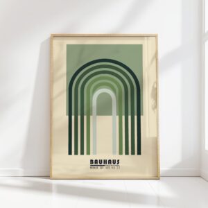 bauhaus print in earth tones with abstract arches 8