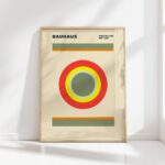bauhaus print in earth tones with circular design