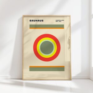 bauhaus print in earth tones with circular design