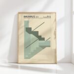 bauhaus print in earth tones with geometric shapes