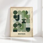 bauhaus print in green shades geometric form
