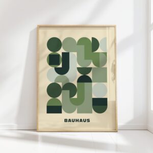 bauhaus print in green shades geometric form