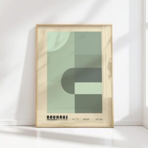 bauhaus print in green shades geometric forms