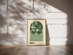 bauhaus print in green tones geometric pattern