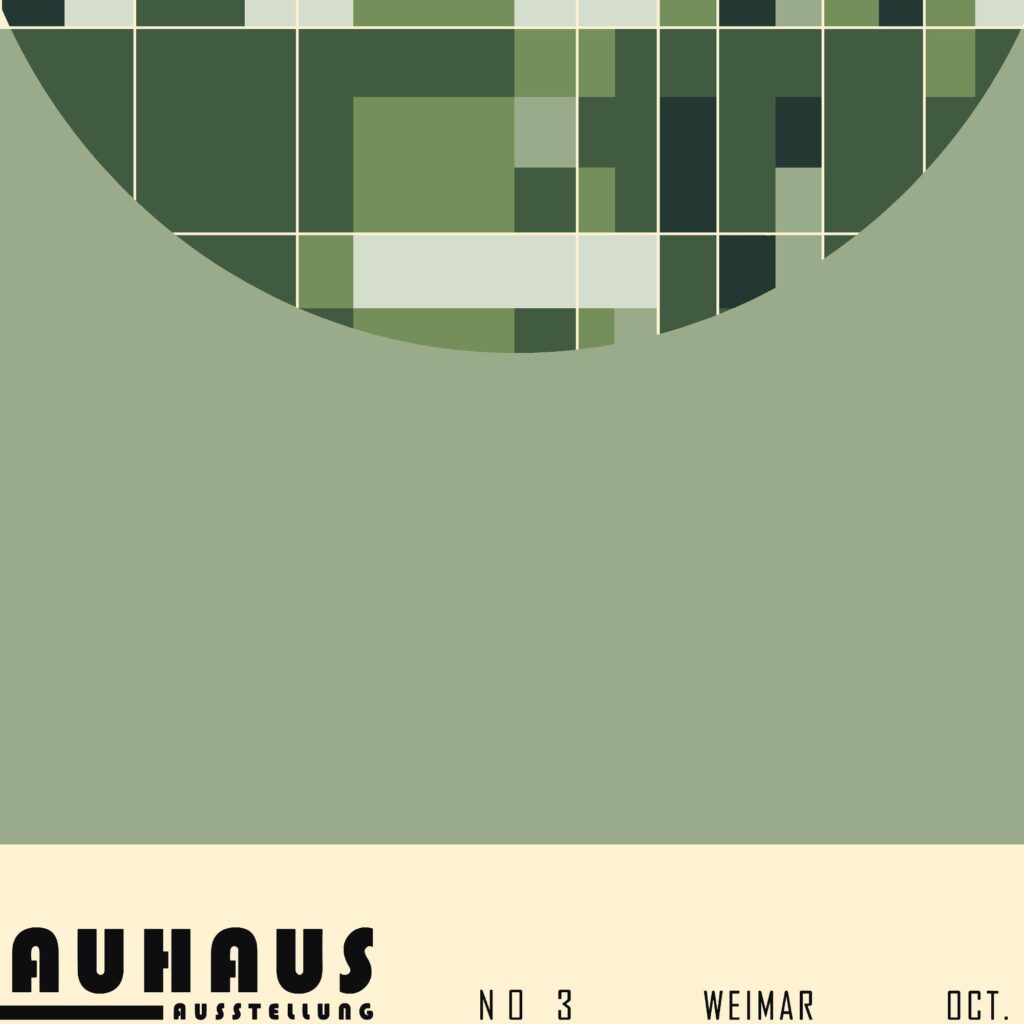 bauhaus print in green tones geometric pattern 4