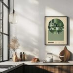 bauhaus print in green tones geometric pattern 5