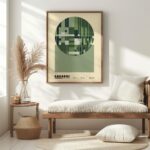 bauhaus print in green tones geometric pattern 6