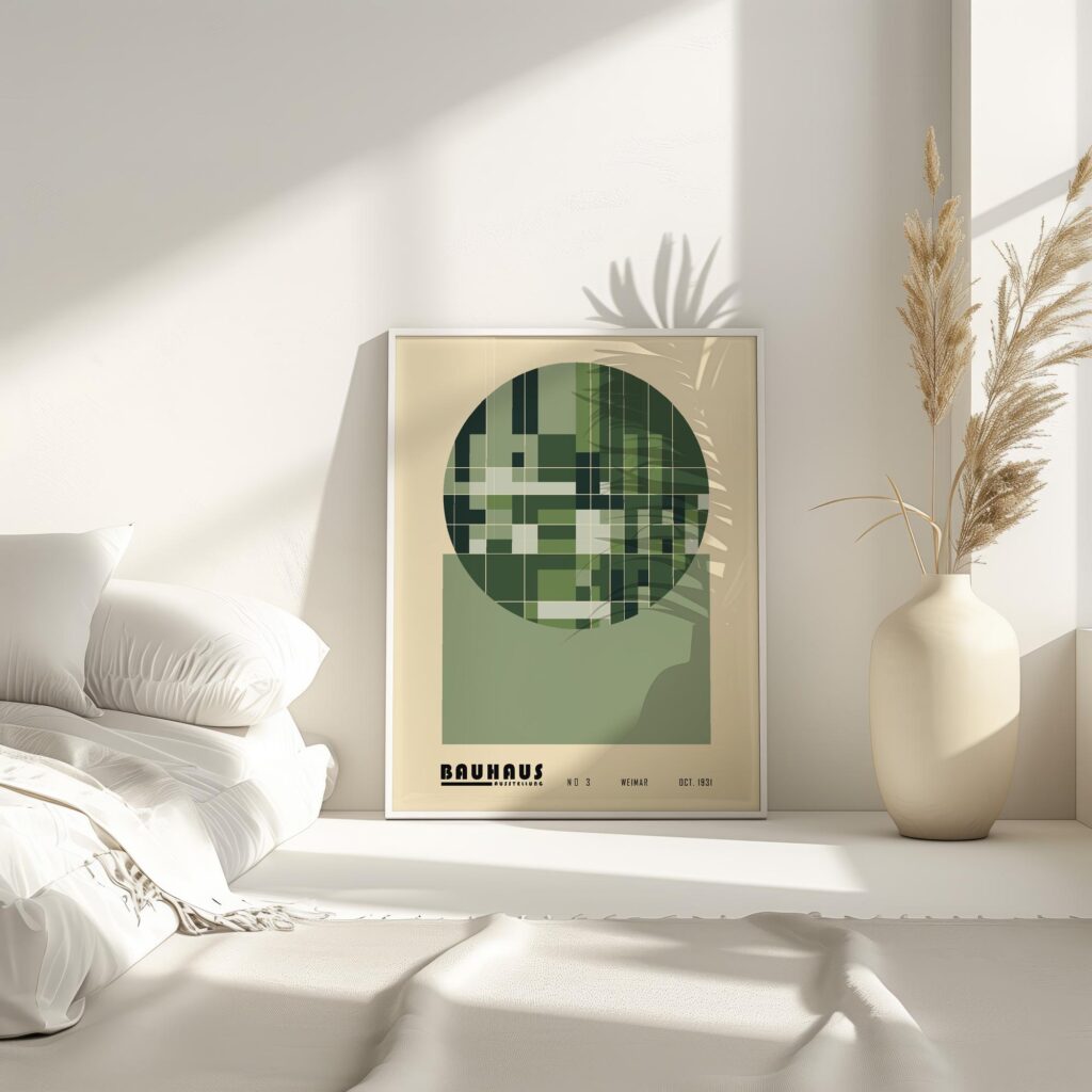 bauhaus print in green tones geometric pattern 7