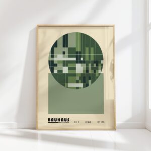 bauhaus print in green tones geometric pattern 8