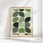 bauhaus print in green tones geometric shapes