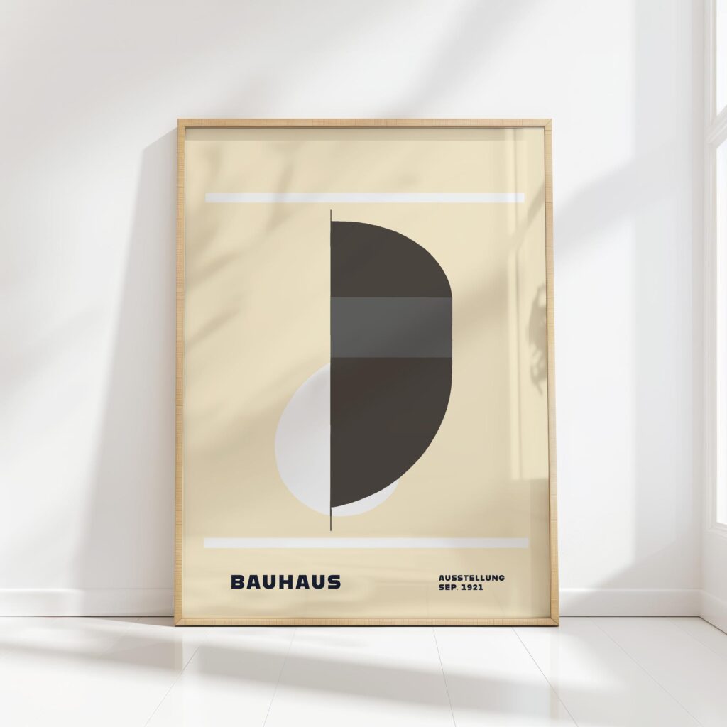 bauhaus print in neutral tones geometric design