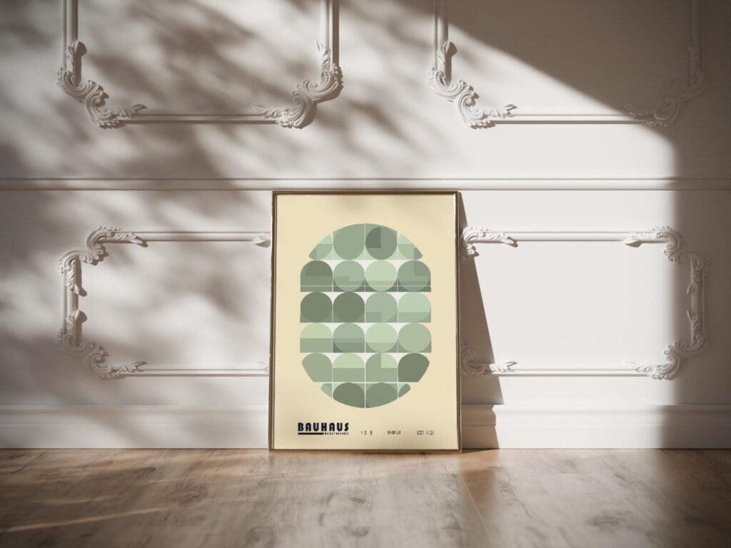bauhaus print in neutral tones geometric shapes