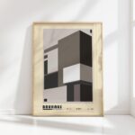 bauhaus print in neutral tones geometric shapes design