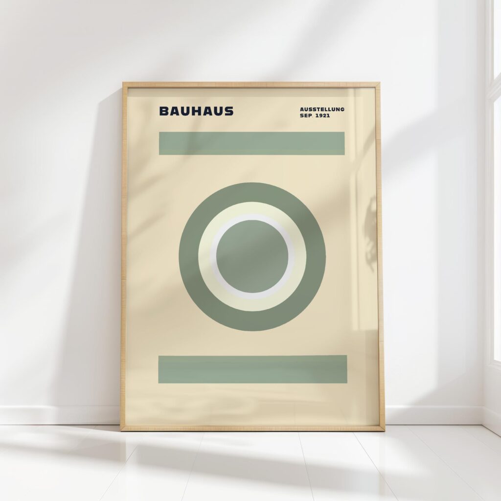 bauhaus print in neutral tones with geometric design